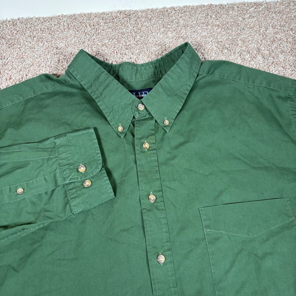 Harbor Bay Mens 4XLT Forest Green Button Down Shirt Long Sleeve Big Tall
